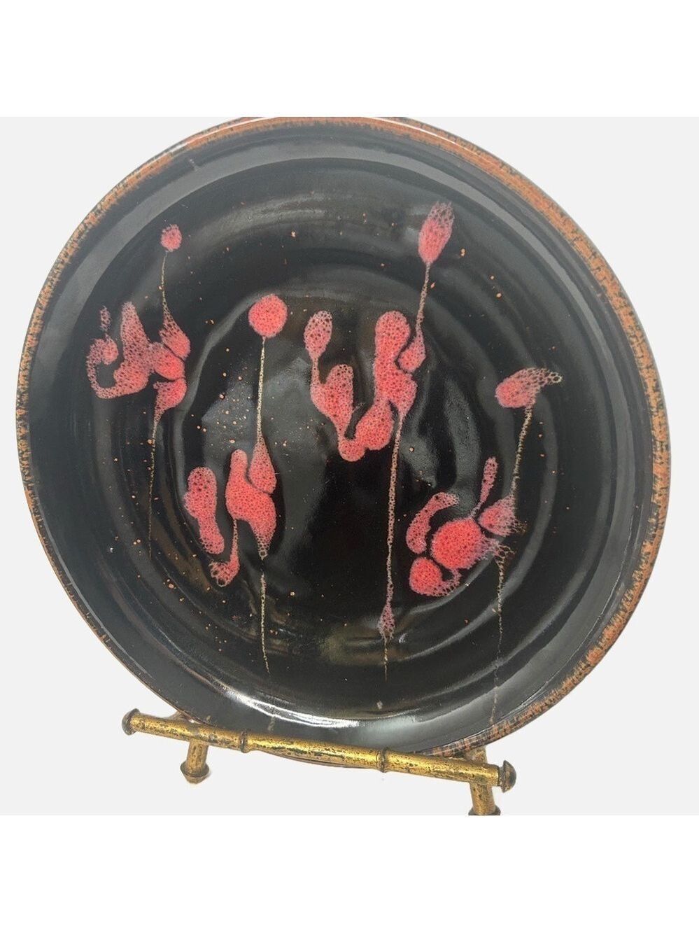Vintage Studio Art Pottery Large Serving Platter Wall Hanging Abstract Signed